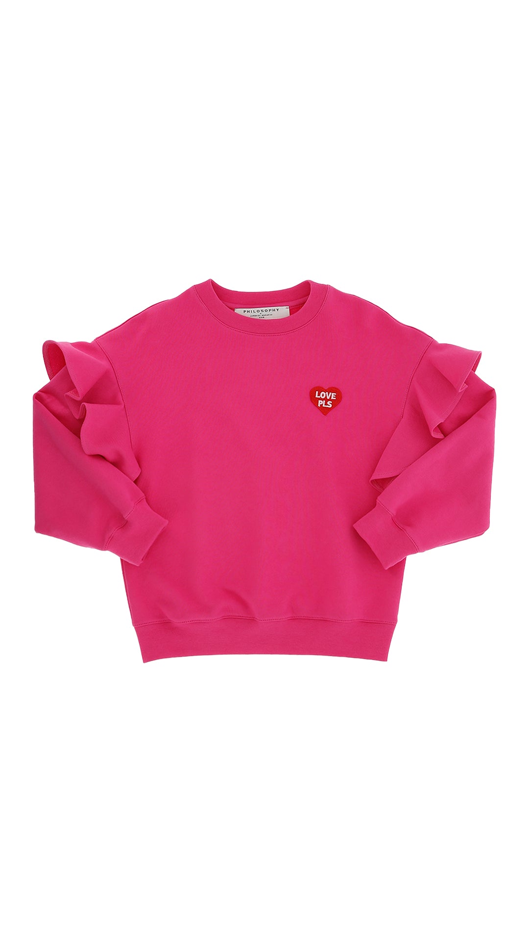PHILOSOPHY HOT PINK RUFFLE TRIM SWEATSHIRT
