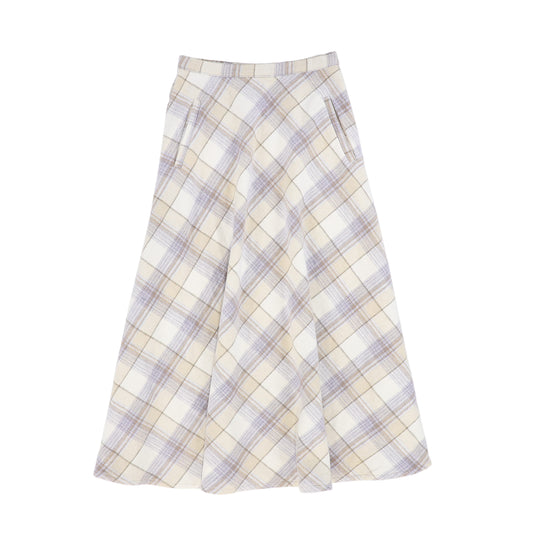 VALENTINA BEIGE PLAID POCKET MAXI SKIRT