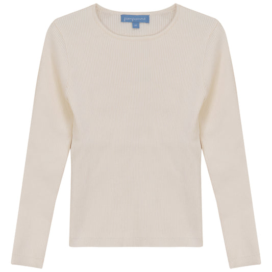 POMPOMME CREAM RIBBED SHELL