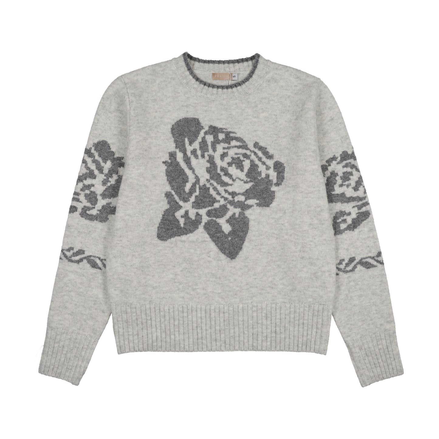 PRAIRIE GREY FLOWER PATCH SWEATER