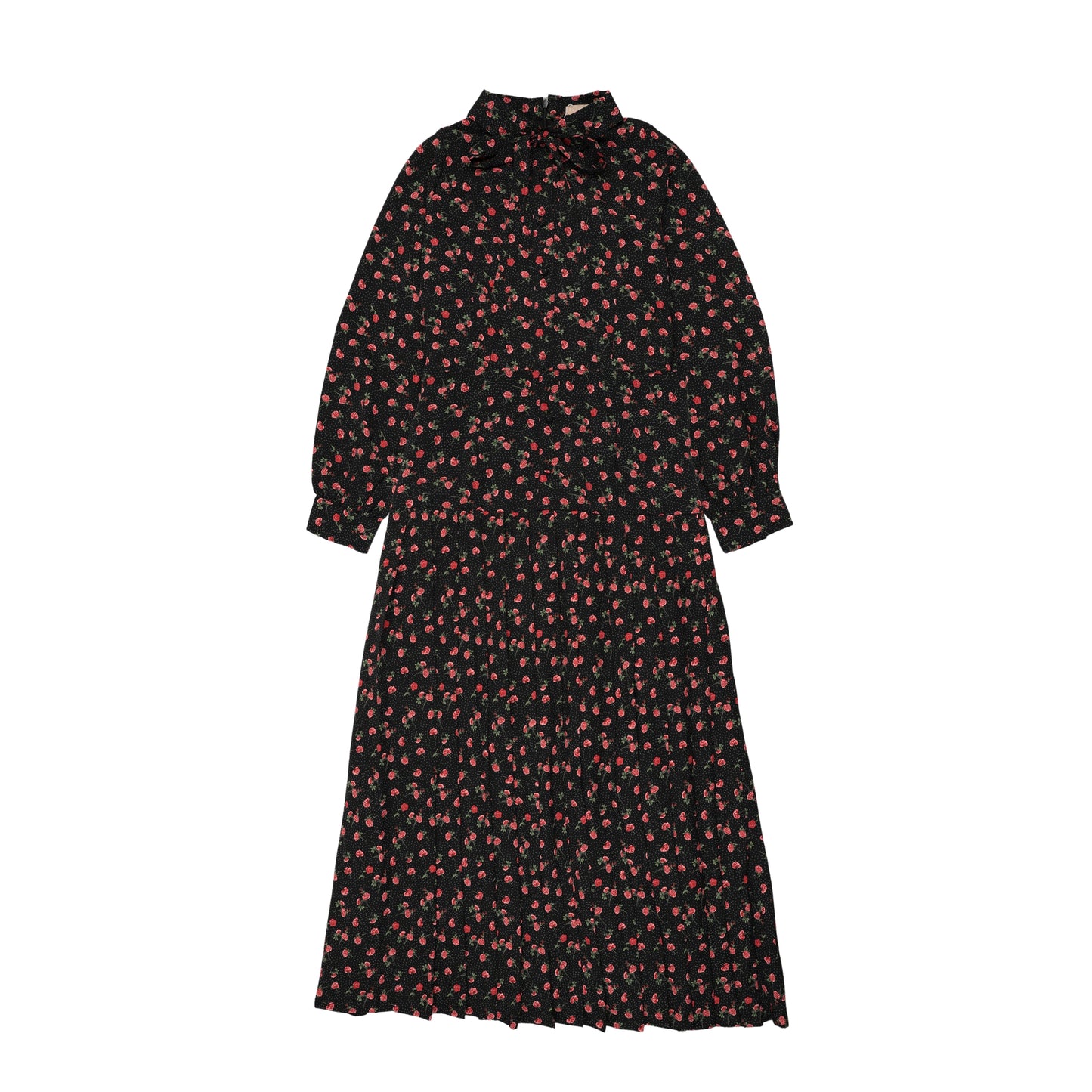 PRAIRIE BLACK TINY FLORAL PRINT TIE DRESS