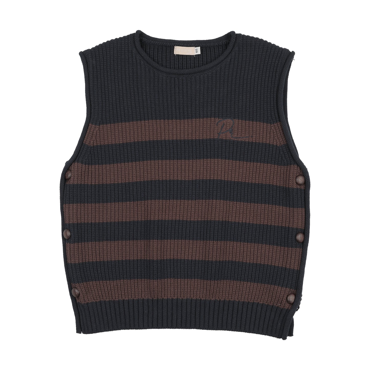 PRAIRIE BLACK/CARAMEL STRIPED KNIT SWEATER VEST