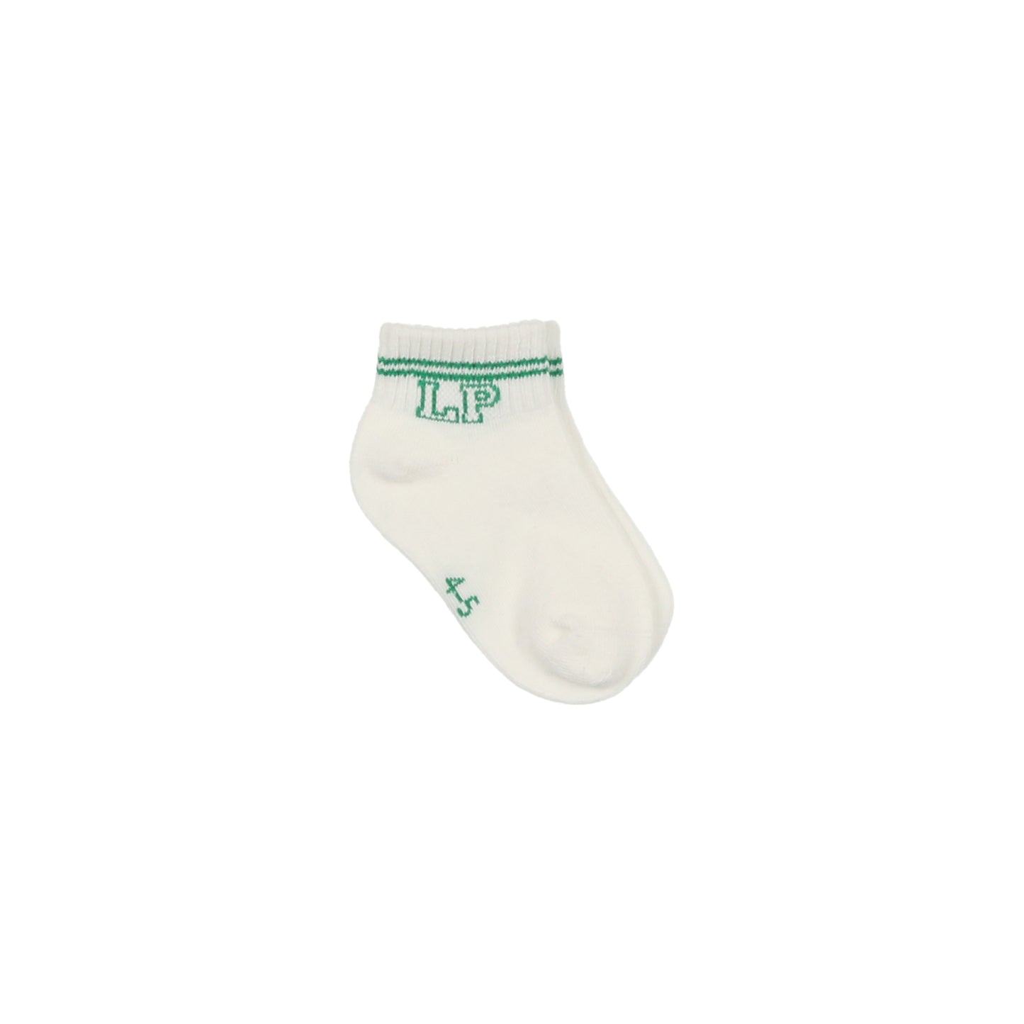 LITTLE PARNI WHITE/GREEN LOGO SHORT SOCKS [FINAL SALE]