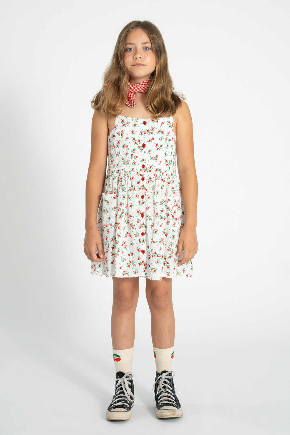 PIUPIUCHICK IVORY/RED FLORAL BUTTON JUMPER