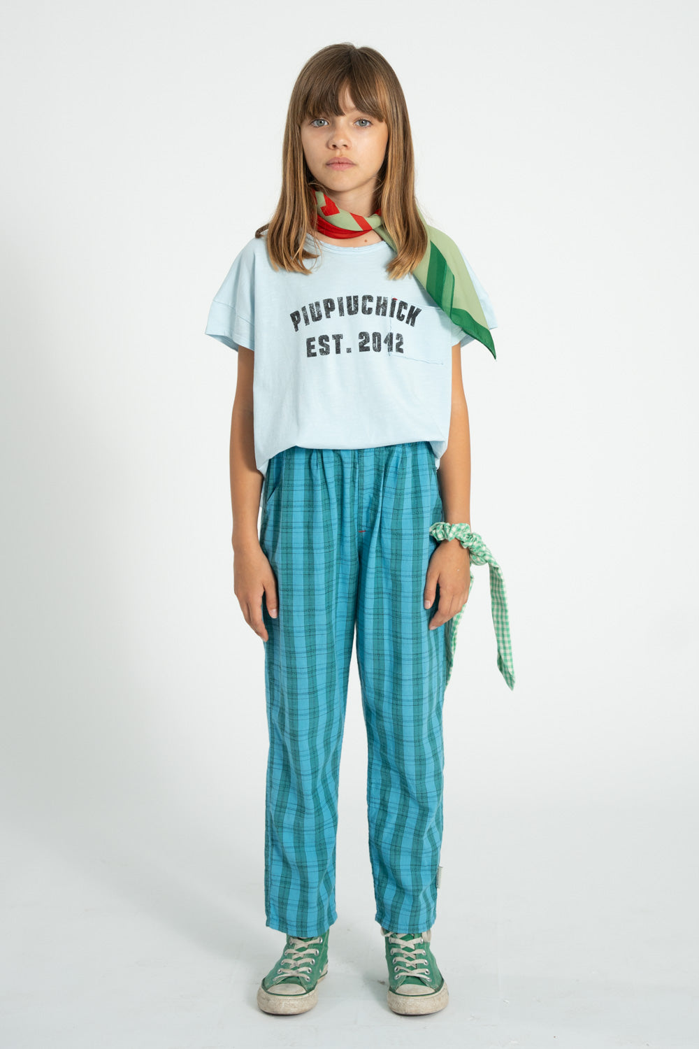 PIUPIUCHICK LIGHT BLUE WORDED T-SHIRT