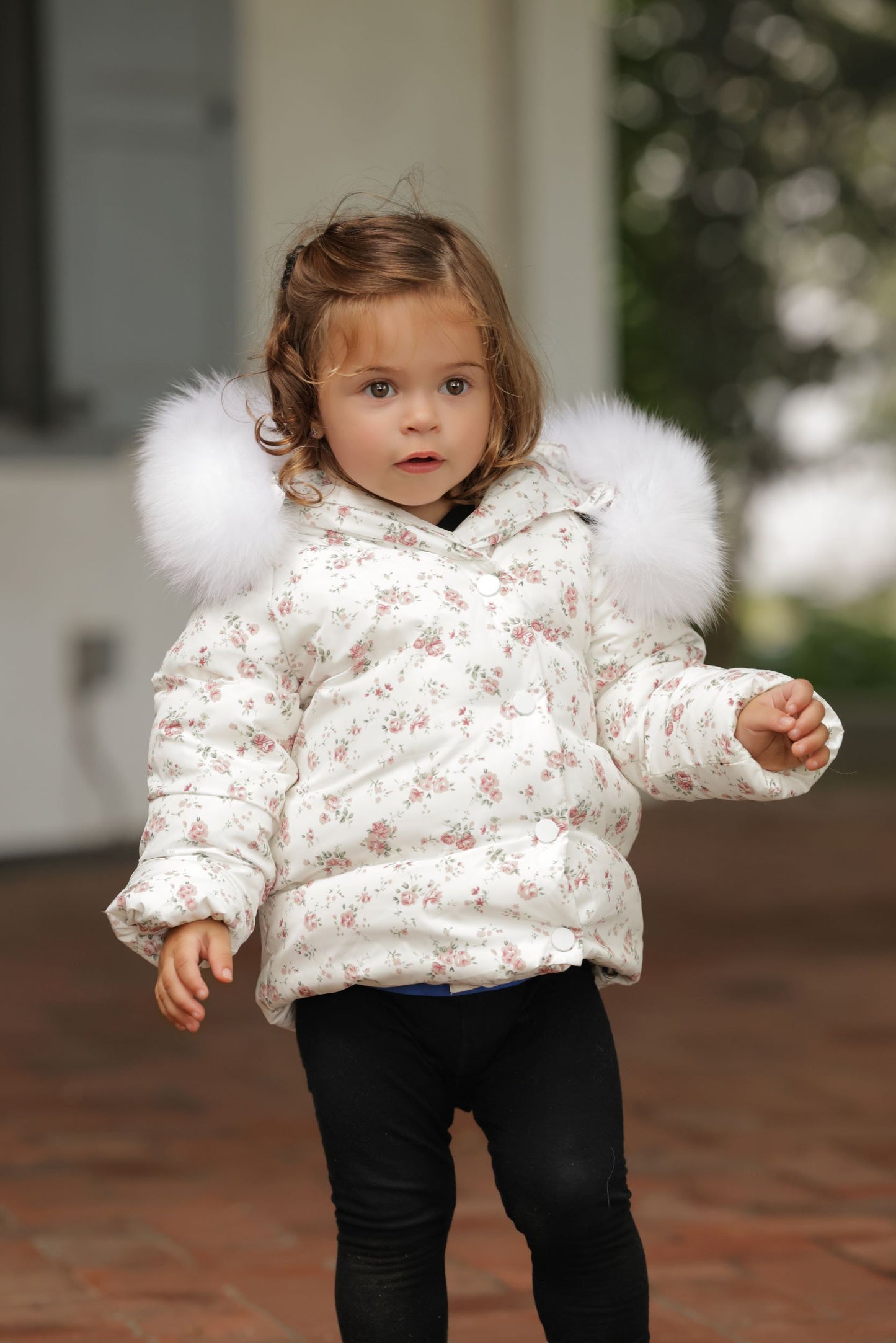 PRAMIE WHITE/PINK FLORAL PUFFER COAT