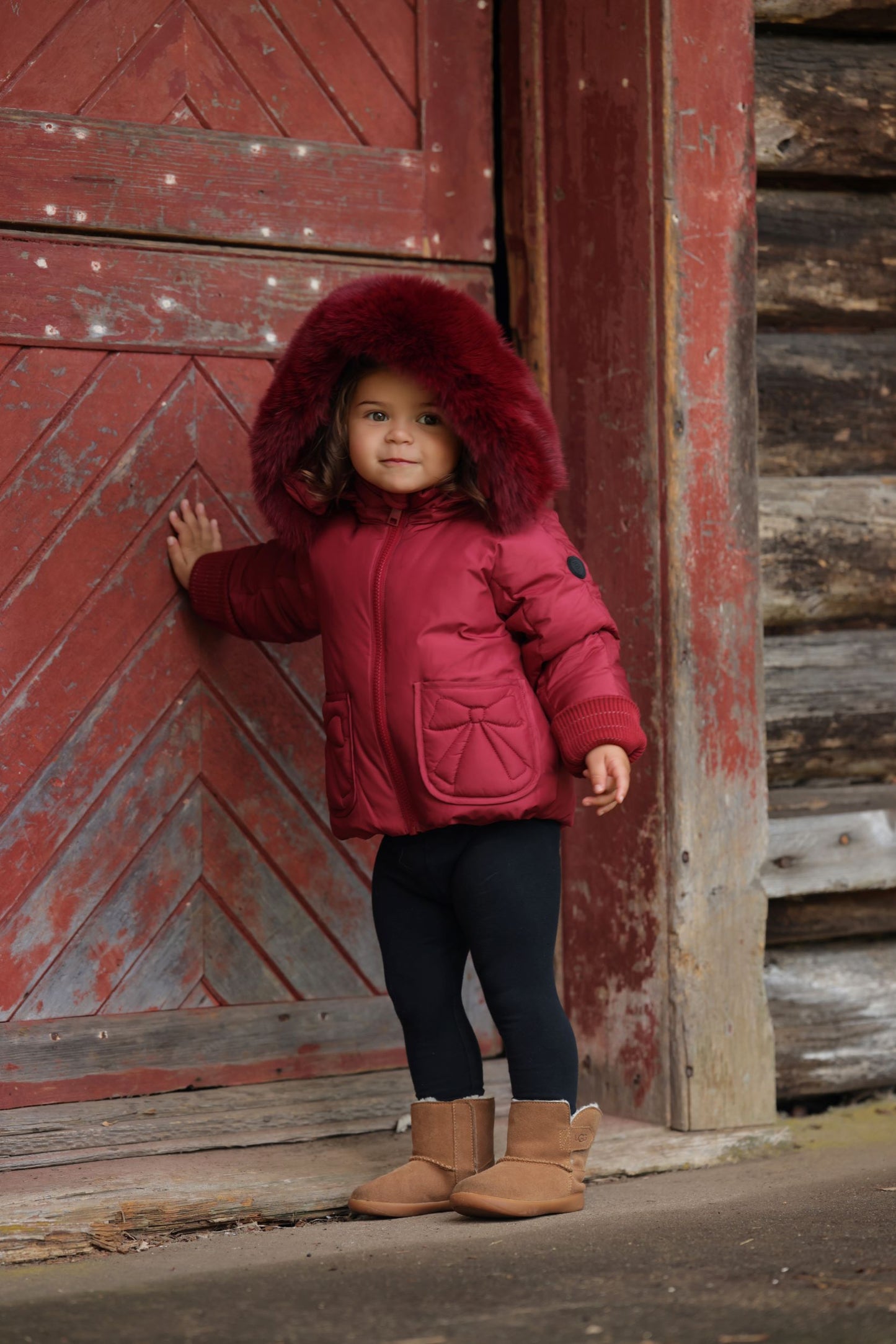PRAMIE RED POCKET BOW PUFFER COAT