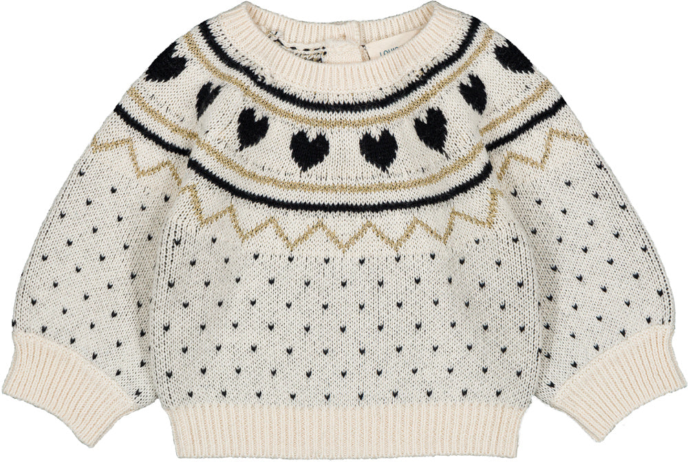 LOUIS LOUISE CREAM HEART KNIT SWEATER