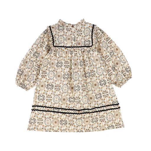 BEBE ORGANIC VINTAGE FLORAL RUFFLE COLLAR DRESS