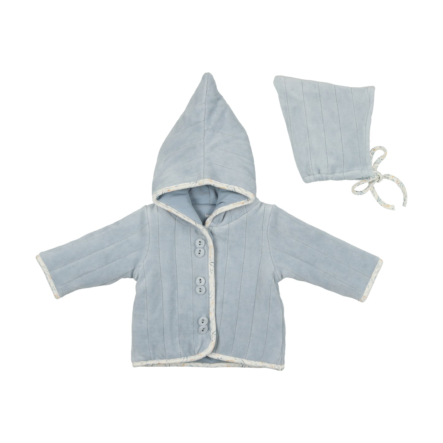 BEE & DEE DUSTY BLUE QUILTED PRINT VELOUR JACK AND HAT