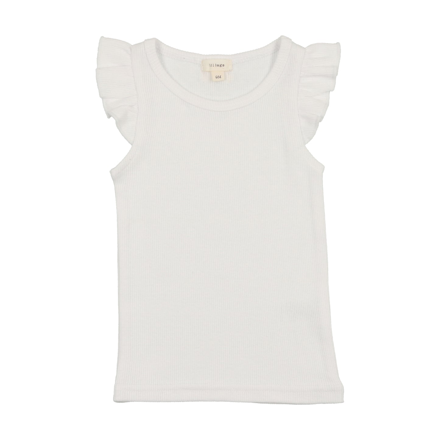 LIL LEGS PURE WHITE RIBBED FLUTTER TANK [FINAL SALE]
