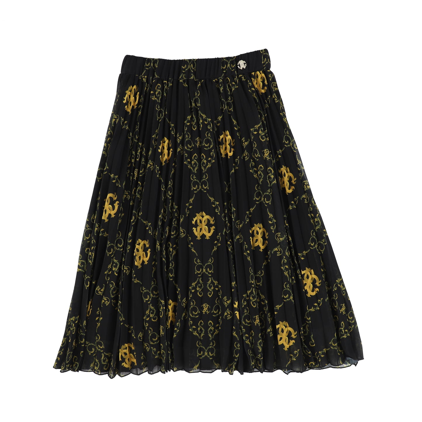 ROBERTO CAVALLI BLACK BAROQUE PRINT SKIRT
