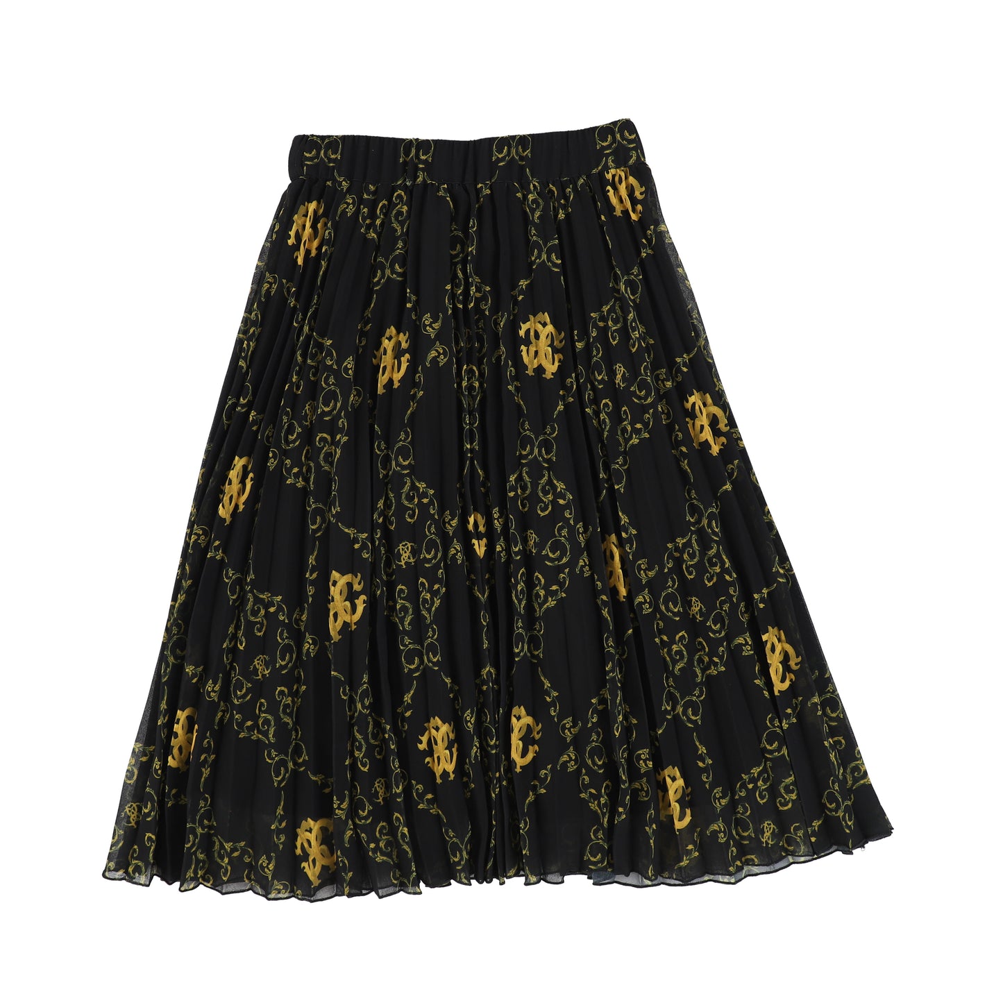 ROBERTO CAVALLI BLACK BAROQUE PRINT SKIRT