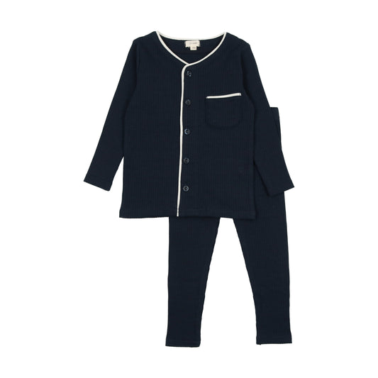 LIL LEGS NAVY RIBBED LOUNGESET [FINAL SALE]