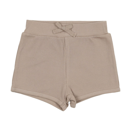 LIL LEGS TAUPE RIBBED TRACK SHORTS [FINAL SALE]