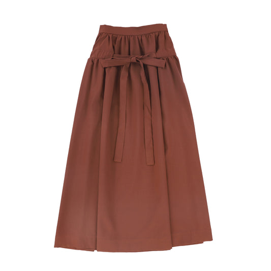 VALENTINA RUST GATHERED TIE MAXI SKIRT