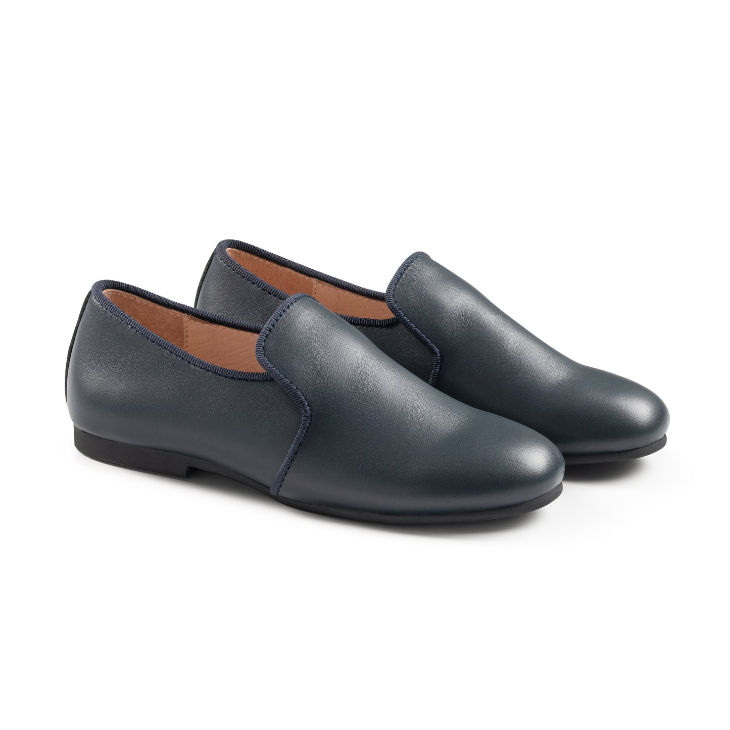 RAYBELLE NAVY LEATHER PIPED TRIM SHOE