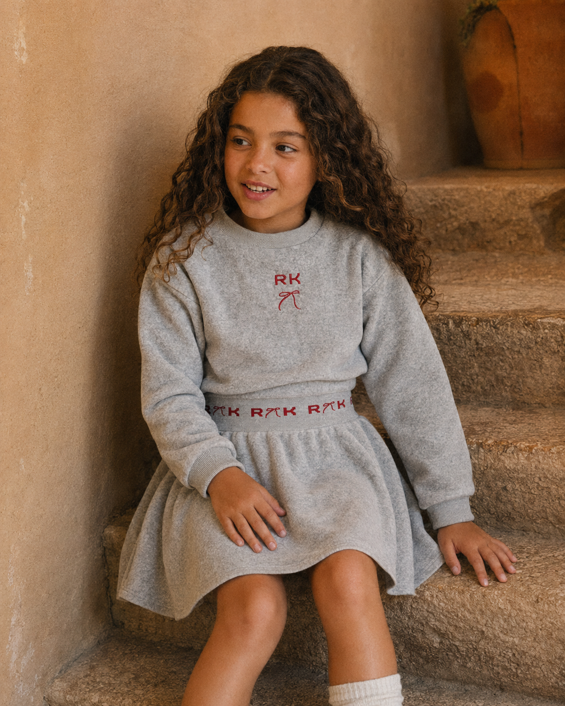 RETRO KID GREY/RED VELOUR LOGO TOP