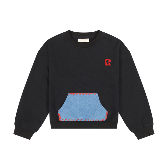 RETRO KID BLACK/RED POCKET SWEATSHIRT