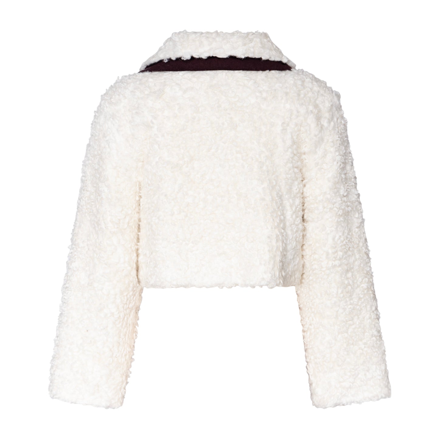 TNTRM IVORY/BLACK TRIM CROPPED SHERPA JACKET