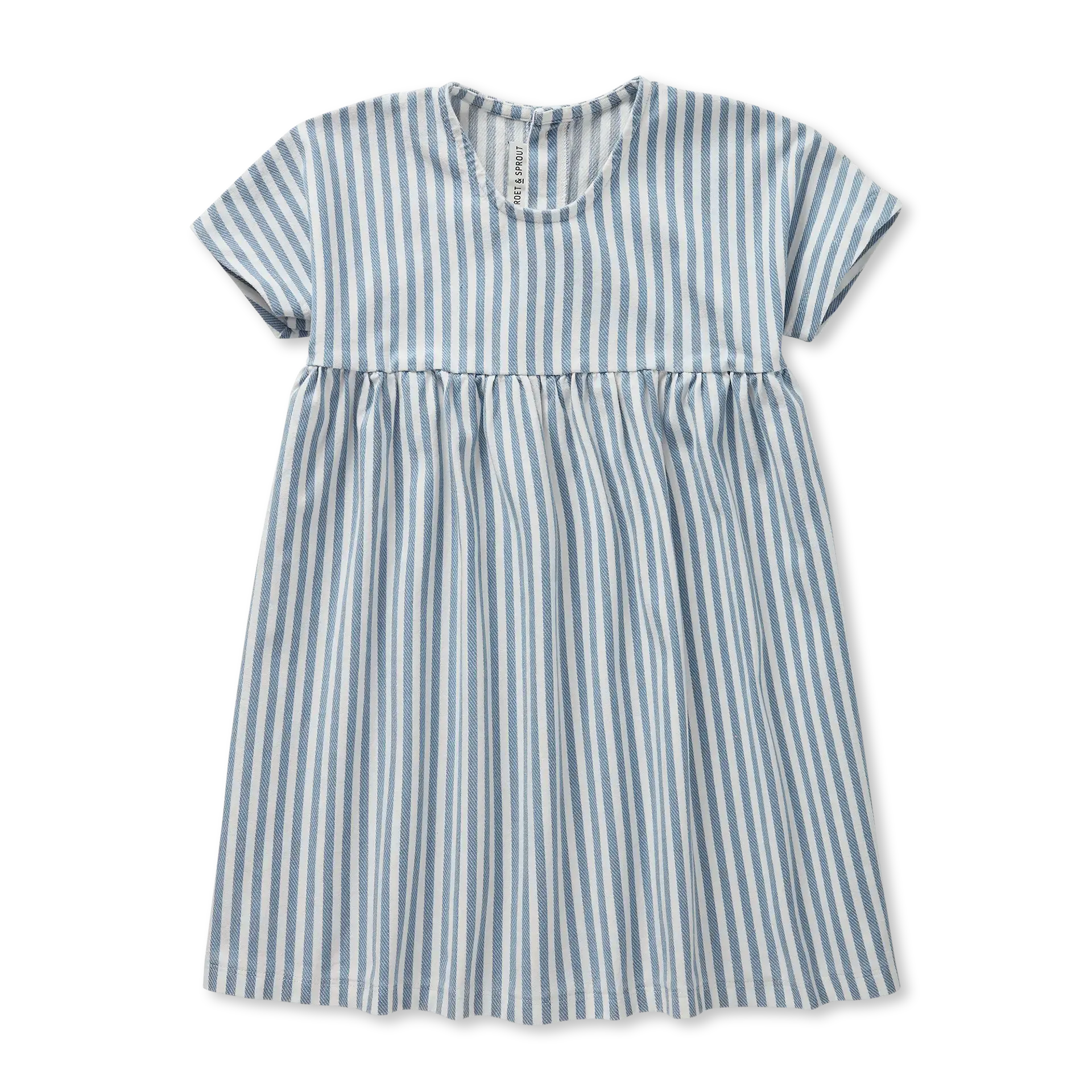 Sproet & Sprout Denim Blue Striped A-Line Dress 7 / Denim Blue