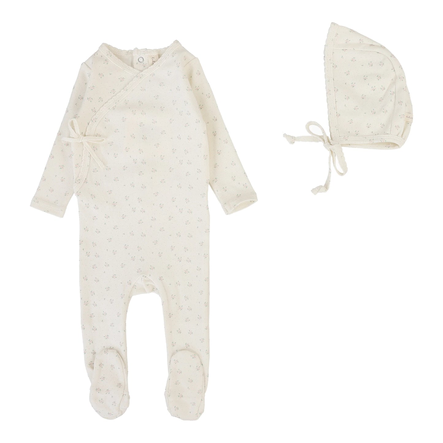 LILETTE CREAM/PINK BUD FOOTIE SET