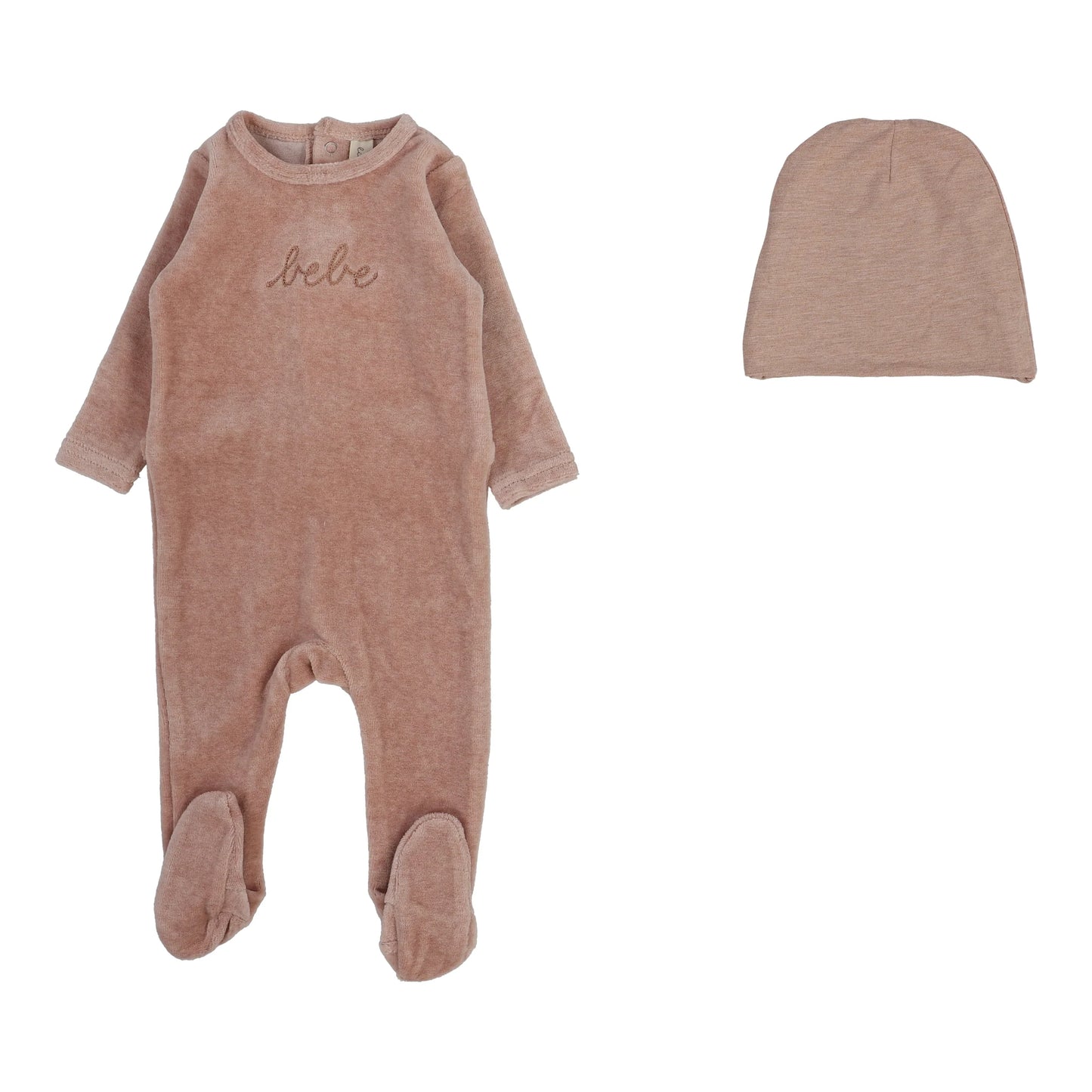 LILETTE HEATHER PINK VELOUR BEBE FOOTIE SET