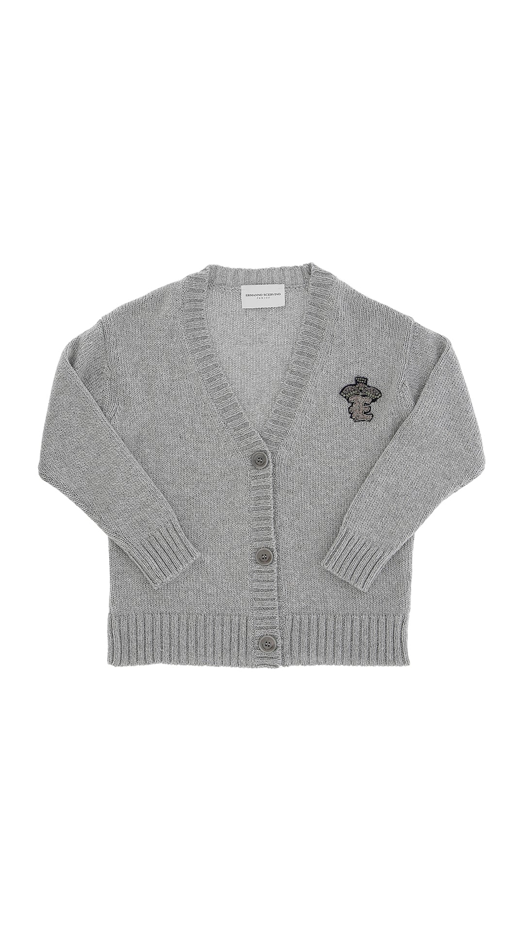 ERMANO SCERVINO GREY LOGO EMBROIDERED CARDIGAN