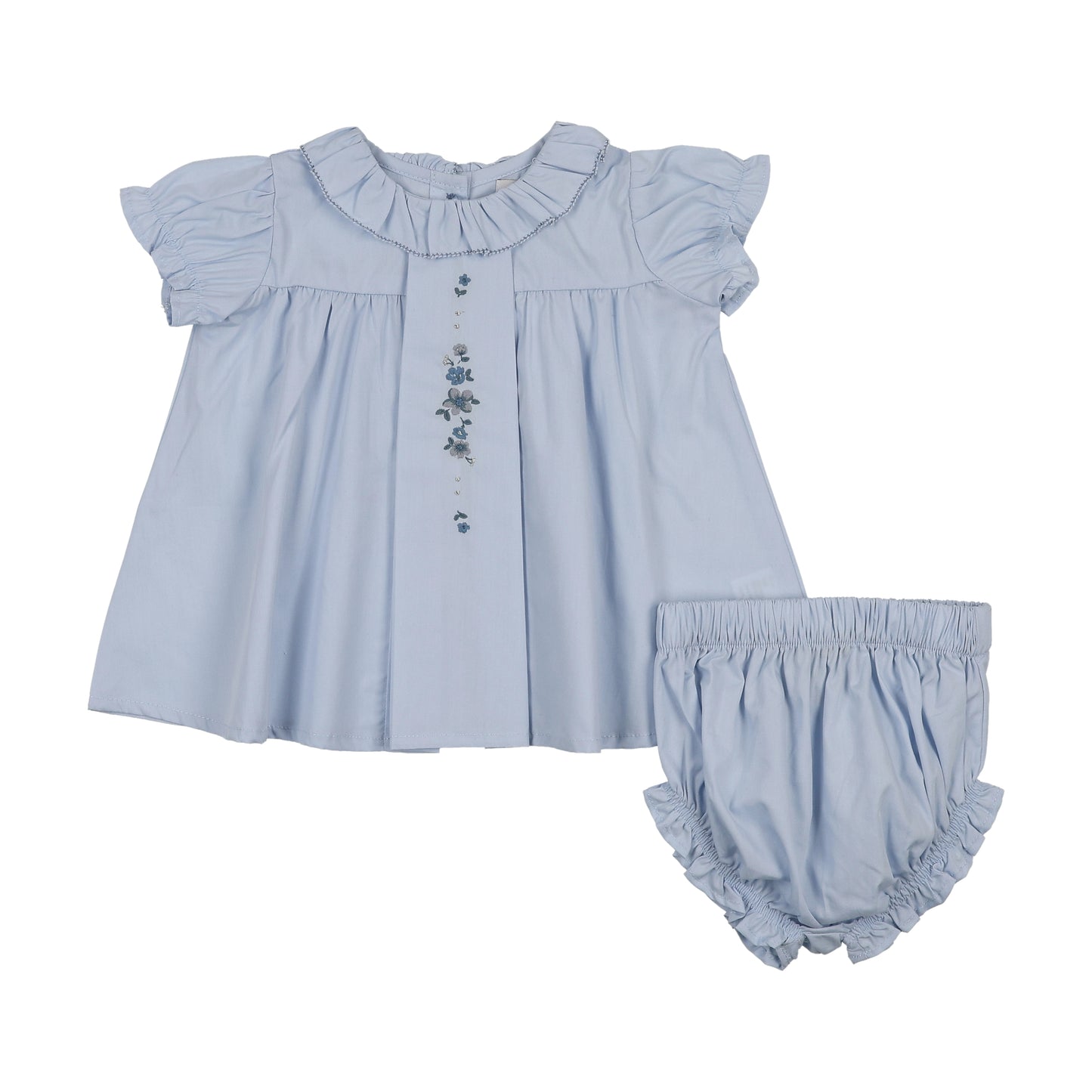 KIN & KIN LIGHT BLUE PUFF SLEEVE BLOOMER SET