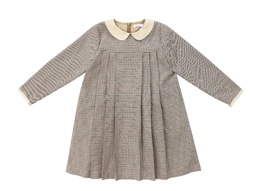 COCO BLANC BROWN HOUNDSTOOTH COLLAR DRESS