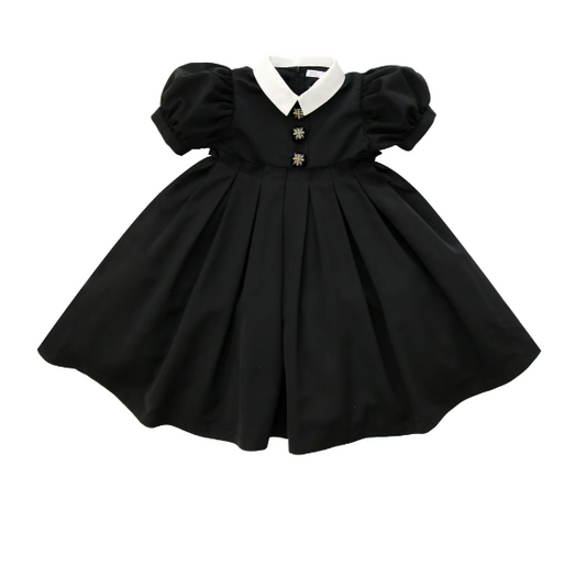 COCO BLANC BLACK TAFFETA COLLAR SS DRESS