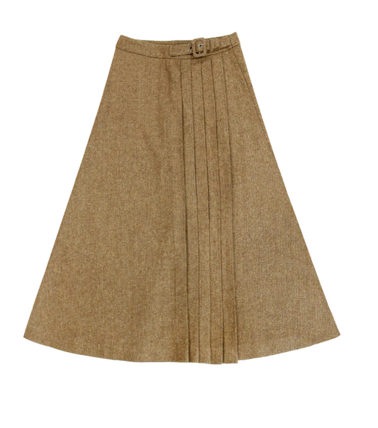 COCO BLANC MOCHA HERRINGBONE SIDE BUCKLE SKIRT