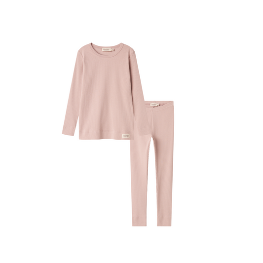 MARMAR COPENHAGEN LIGHT PINK RIBBED T-SHIRT SET