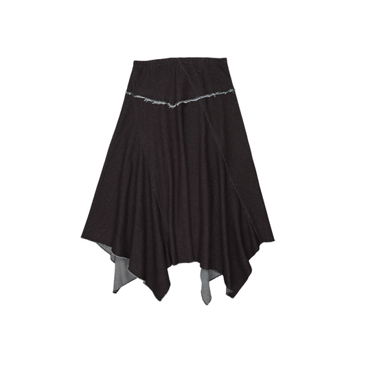 URBAN EDGE BLACK DENIM ASYMMETRICAL SKIRT