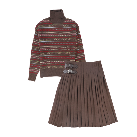 VALENTINA BROWN FAIR ISLE TURTLENECK SET