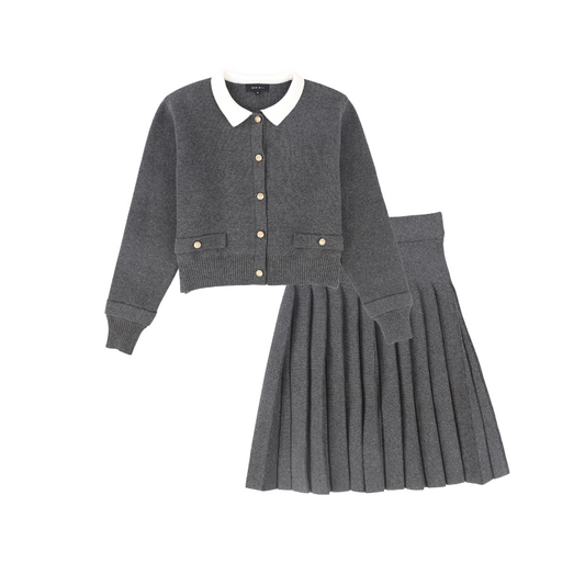 BAMBOO CHARCOAL KNIT BUTTON BLAZER SET