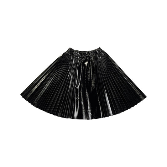 OLIVIA ROHDE BLACK LEATHER PLEATED SKIRT