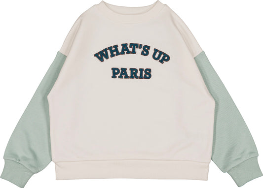 LOUIS LOUISE CREAM COLOR BLOCK WORDED SWEATSHIRT