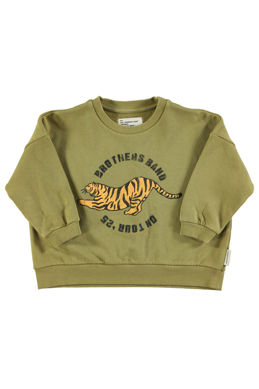 PIUPIUCHICK OLIVE GREEN TIGER PATCH SWEATSHIRT