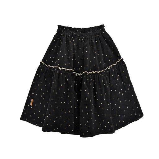 HEBE BLACK CORDUROY DOTTED SKIRT