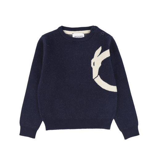 TRUSSARDI NAVY WITH ECRU KNIT SWEATER