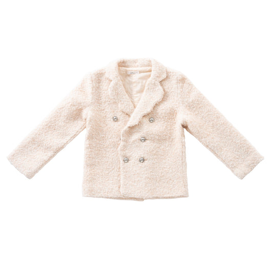 KIPP PALE PINK SHERPA DOUBLE BREASTED BLAZER