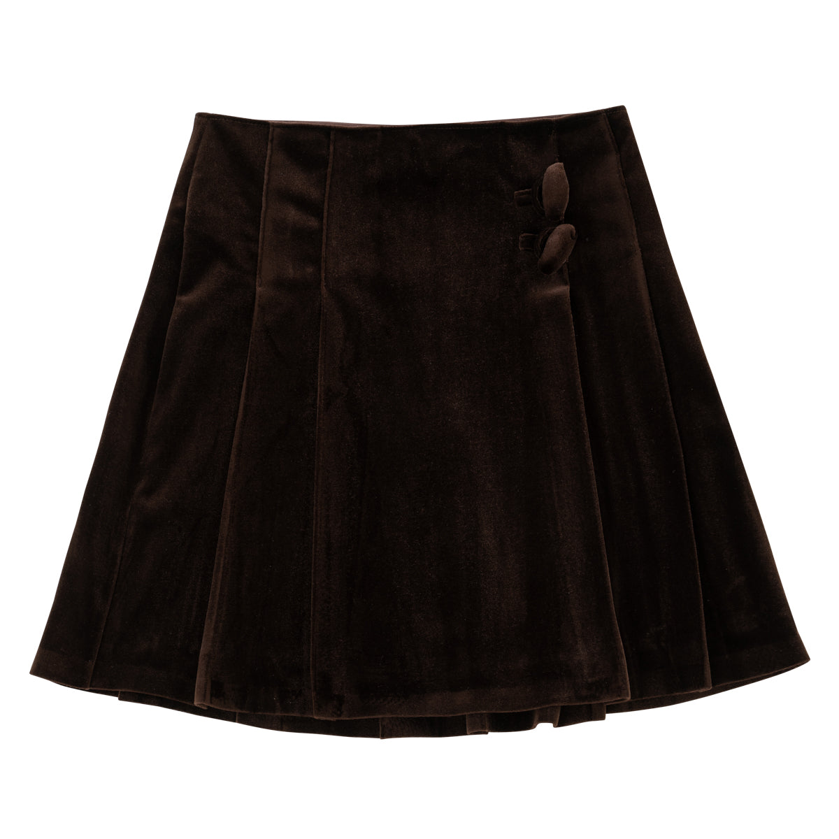 KIPP DARK BROWN VELVET BUTTON SKIRT