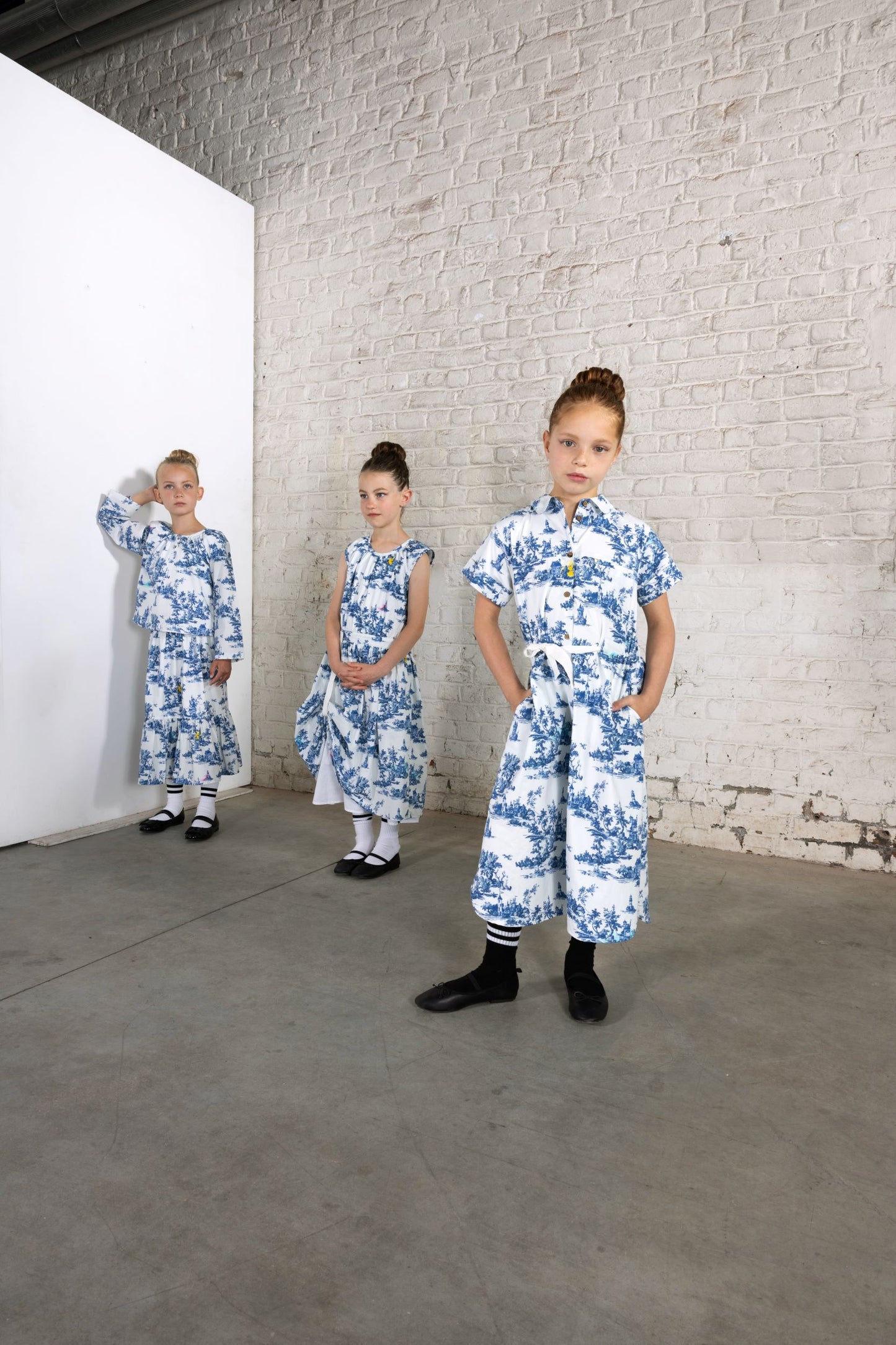 TNTRM BLUE TOILE COLLAR MIDI DRESS