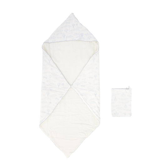 KIPP BLUE CLOUD PRINT TERRY TOWEL SET