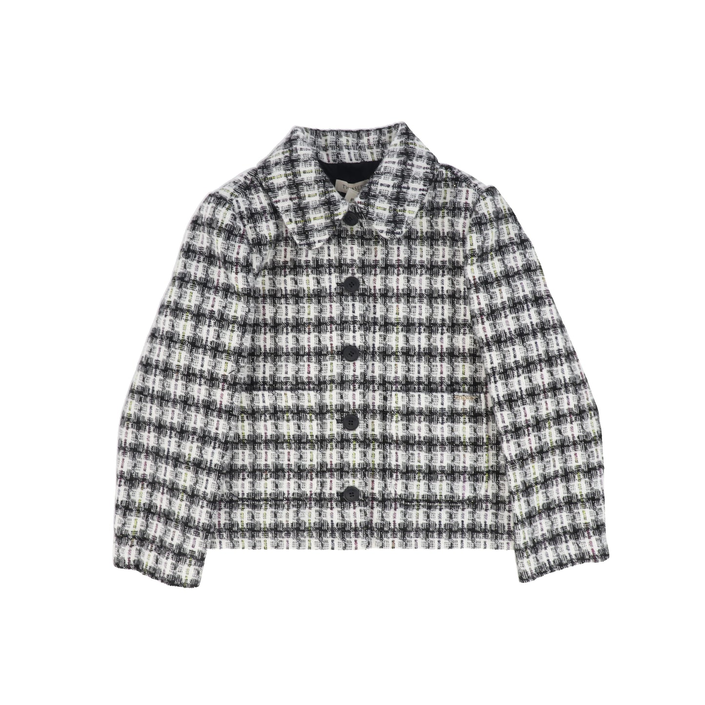 TWINSET BLACK PLAID TWEED CROPPED JACKET