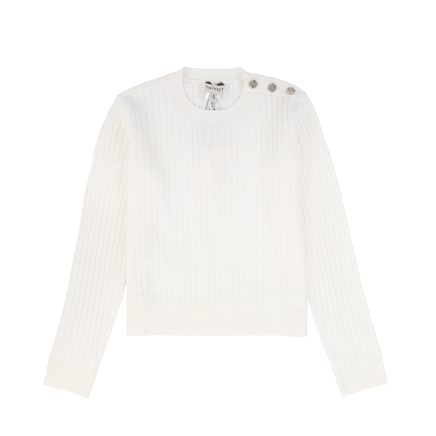 TWINSET SNOW WHITE CABLE KNIT SWEATER
