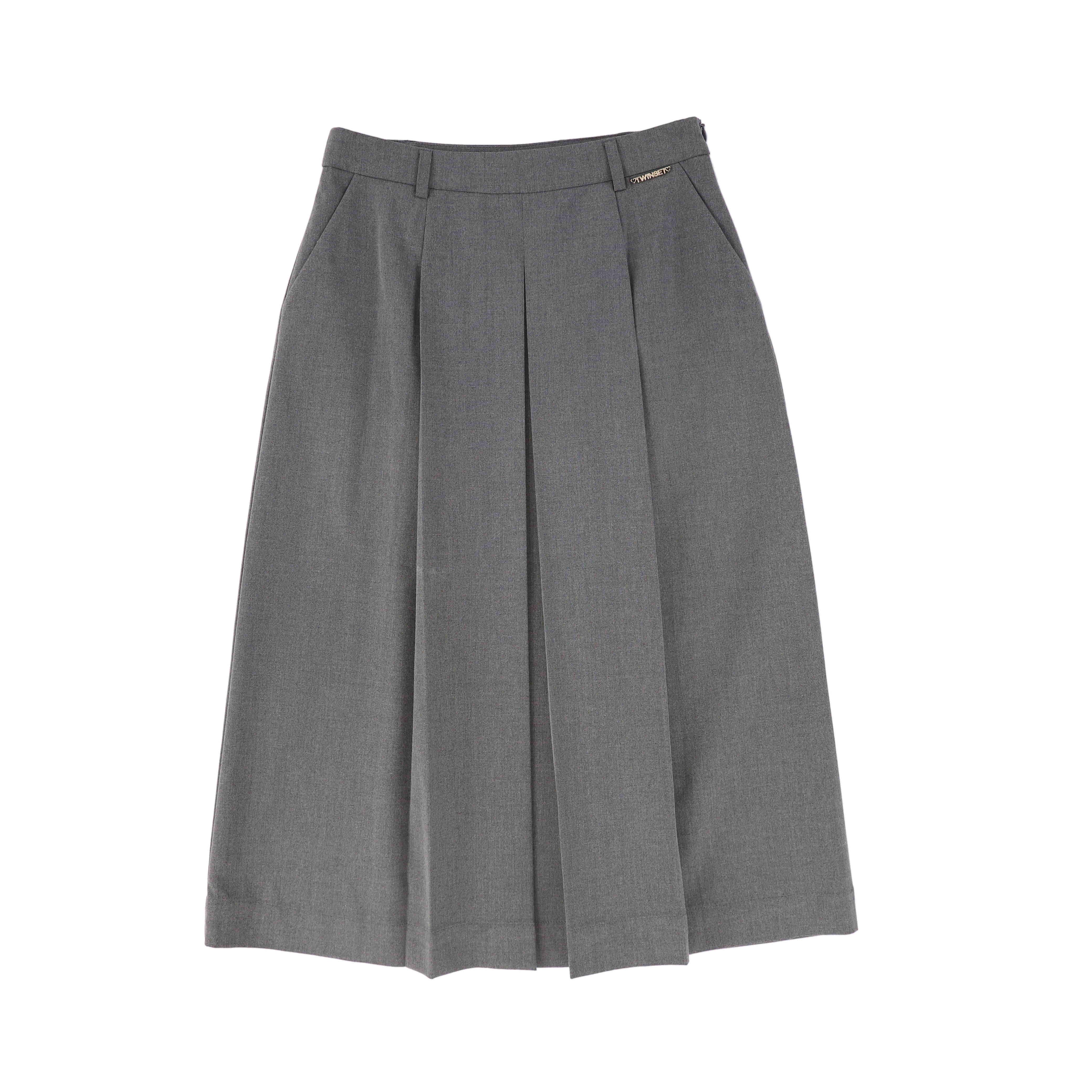 TWINSET HEATHER GREY TWILL PLEATED SKIRT – Luibelle