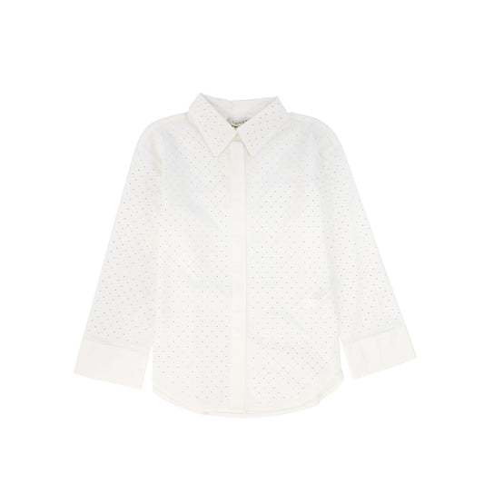 TWINSET OFF WHITE RHINESTONE STUD BLOUSE