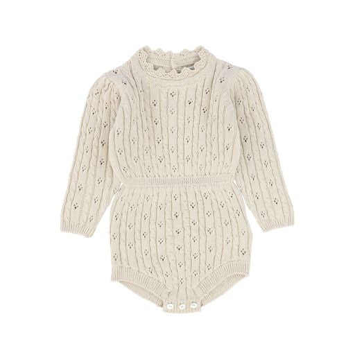 BEBE ORGANIC NATURAL KNIT BRAIDED ROMPER